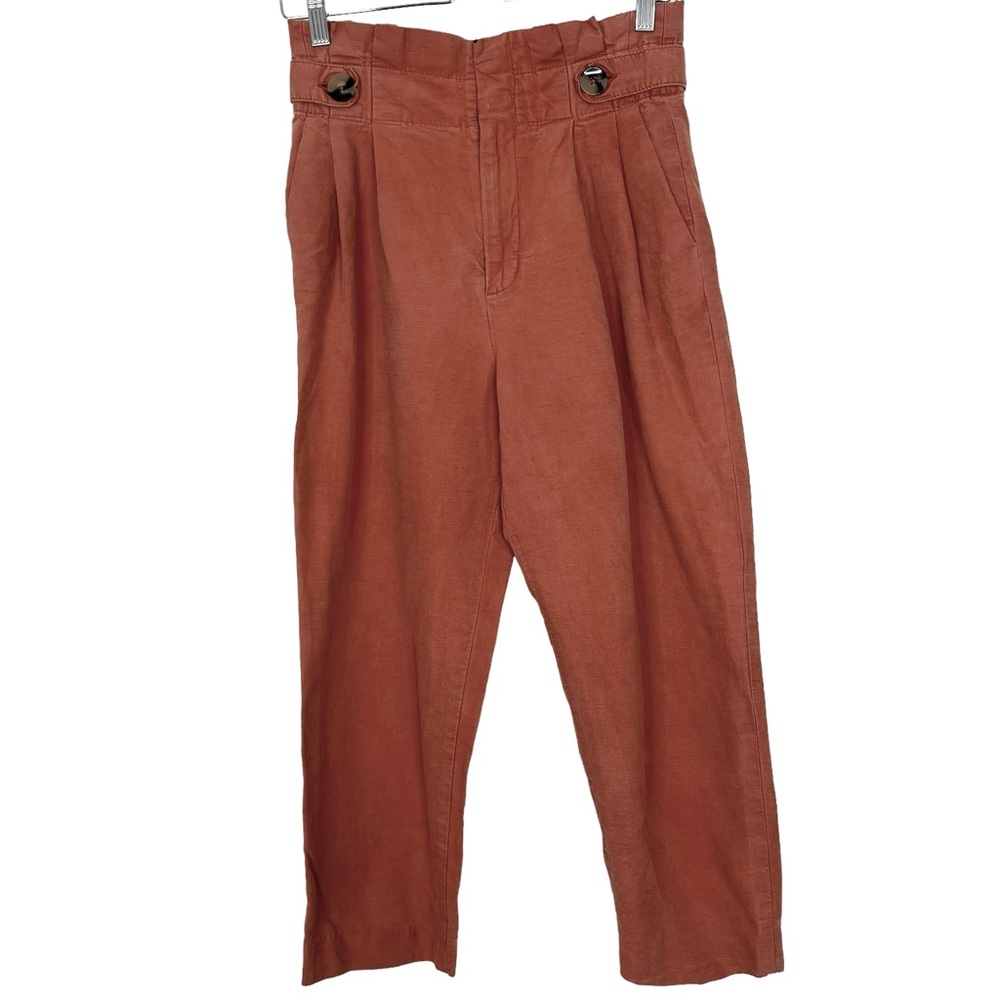 Zara Cropped High Waist Paperbag Pants